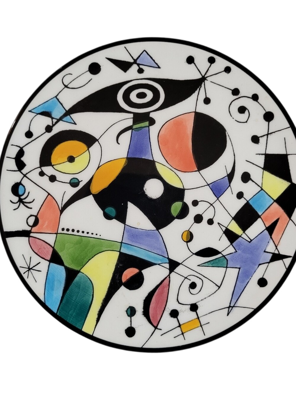 Ceramar Spain Decoratve Ceramic Plate Abstract Art Joan Miro Inspired  7"